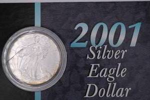 lot 10 image: 2001 American Silver Eagle Dollar 1oz 999 with Cert