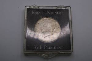 lot 22 image: 1964-D Kennedy 90% Silver Half Dollar Coin