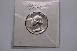 lot 25 image: 1964-D Washington 90% Silver Quarter Dollar 25C Coin