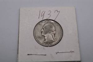 lot 27 image: 1937 Washington 90% Silver Quarter Dollar 25C Coin1937 Washington 90% Silver Quarter Dollar 25C Coin Ended