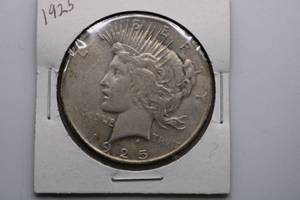 lot 44 image: 1925 90% Silver Peace One Dollar Coin