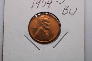 lot 45 image: 1954-S Lincoln Wheat Penny 1C Coin BU