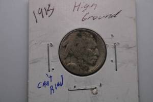 lot 57 image: 1913 5C Buffalo Nickel Type 1 Raised Ground Circulated
