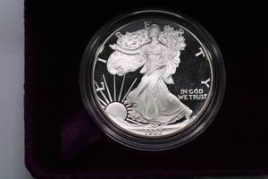 lot 61 image: 1987-S Proof American Silver Eagle - Coin & Capsule