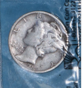 lot 30 image: 1937-D Mercury 90% Silver Dime 10C Coin
