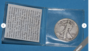 lot 15 image: 1943 Walking Liberty 90% Silver Half Dollar Coin