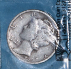lot 31 image: 1936 Mercury 90% Silver Dime 10C Coin