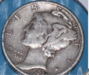 lot 32 image: 1944 Mercury 90% Silver Dime 10C Coin
