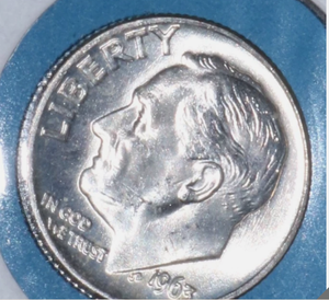 lot 34 image: 1963-D Roosevelt 90% Silver Dime 10C Coin BU