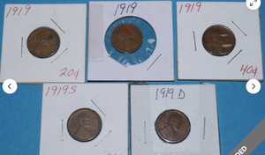 lot 47 image: LOT of 5 Lincoln Wheat Pennies 1C Coins-1919