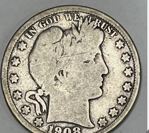 lot 71 image: 1908 D Barber Half Dollar