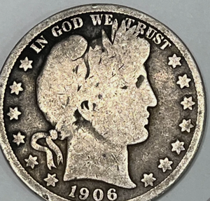 lot 75 image: 1906-D US BARBER HALF DOLLAR