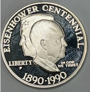 lot 86 image: U.S. 1990 Proof Eisenhower Centennial Silver Dollar
