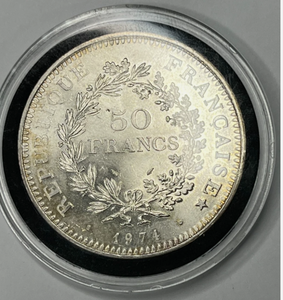 lot 98 image: France 1974 50 Francs Silver Coin