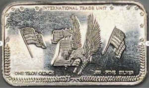 lot 102 image: Vintage International Trade Unit 1oz .999 Fine Silver Bar