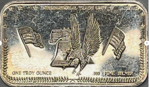 lot 103 image: Vintage International Trade Unit 1oz .999 Fine Silver Bar