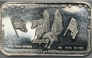 lot 104 image: 1 oz International Trade Unit .999 Fine Silver Bar
