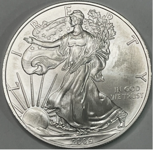 lot 107 image: 2009 WALKING LIBERTY AMERICAN EAGLE .999 FINE SILVER DOLLAR COIN 1oz. $1 USA