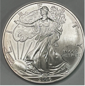 lot 108 image: 2006 American Silver Eagle 1 Troy Oz .999 Fine Silver