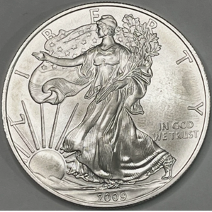 lot 109 image: 2009 WALKING LIBERTY AMERICAN EAGLE .999 FINE SILVER DOLLAR COIN 1oz. $1 US