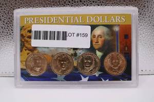 lot 159 image: 2008 Presidential P Uncirculated Set of 4 Dollar Coins