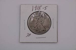 lot 177 image: 1918-S Walking Liberty Half Dollar