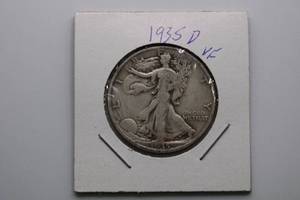 lot 200 image: 1935 D walking liberty half dollar