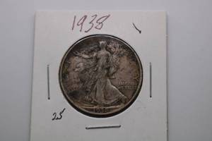 lot 220 image: 1938 Walking Liberty Silver Half Dollar
