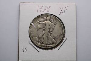 lot 221 image: 1938 Walking Liberty Silver Half Dollar