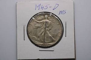lot 239 image: 1945-D Walking Liberty Silver Half-Dollar