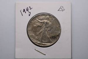 lot 240 image: 1942-D Walking Liberty Silver Half-Dollar
