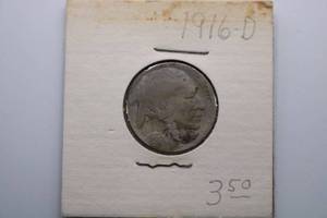 lot 305 image: 1916 D INDIAN HEAD BUFFALO NICKEL