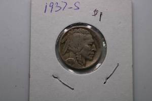 lot 307 image: 1937 S INDIAN HEAD BUFFALO NICKEL