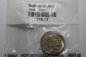 lot 318 image: 1936 P INDIAN HEAD BUFFALO NICKEL