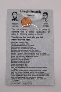 lot 326 image: Red Unc 2000 Lincoln Kennedy Penny Astonishing Coincidences JFK Cent Card RD