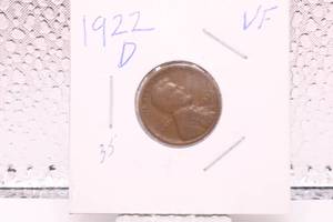 lot 405 image: 1922 D Lincoln Wheat Cent Good