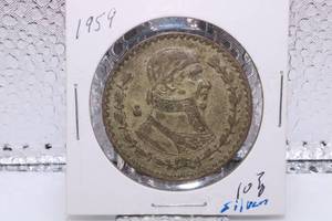 lot 437 image: 1959 MEXICO 1 UN PESO SILVER (.1000 Fine Silver)