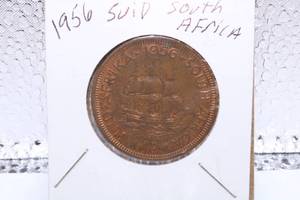 lot 456 image: 1956 South Africa Elizabeth II 1 Penny