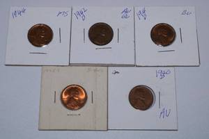 lot 459 image: Wheat Pennies lot of 5 1940-1945