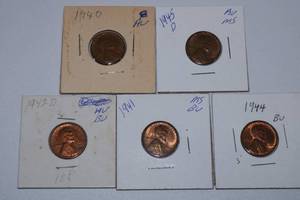 lot 462 image: Wheat Pennies lot of 5 1940-1945