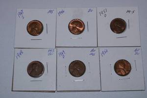 lot 463 image: Wheat Pennies lot of 6 1946 to 1951