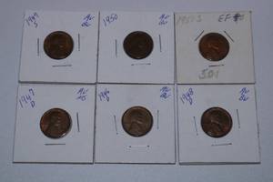 lot 464 image: Wheat Pennies lot of 6 1946 to 1951