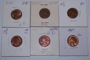 lot 465 image: Wheat Pennies lot of 6 1946 to 1951