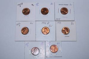 lot 466 image: Wheat Pennies lot of 8 1952 to 1958