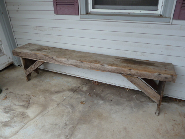 lot 30 image: PRIMITIVE WOODEN BENCH
