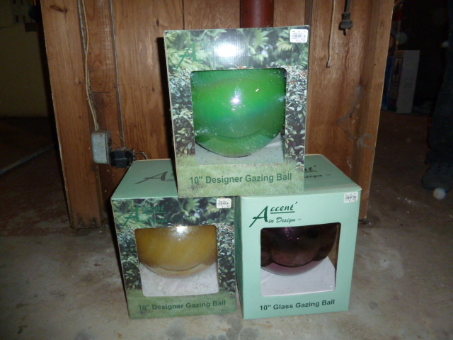 lot 104 image: LOT OF 3 DESIGNER GAZING BALLS