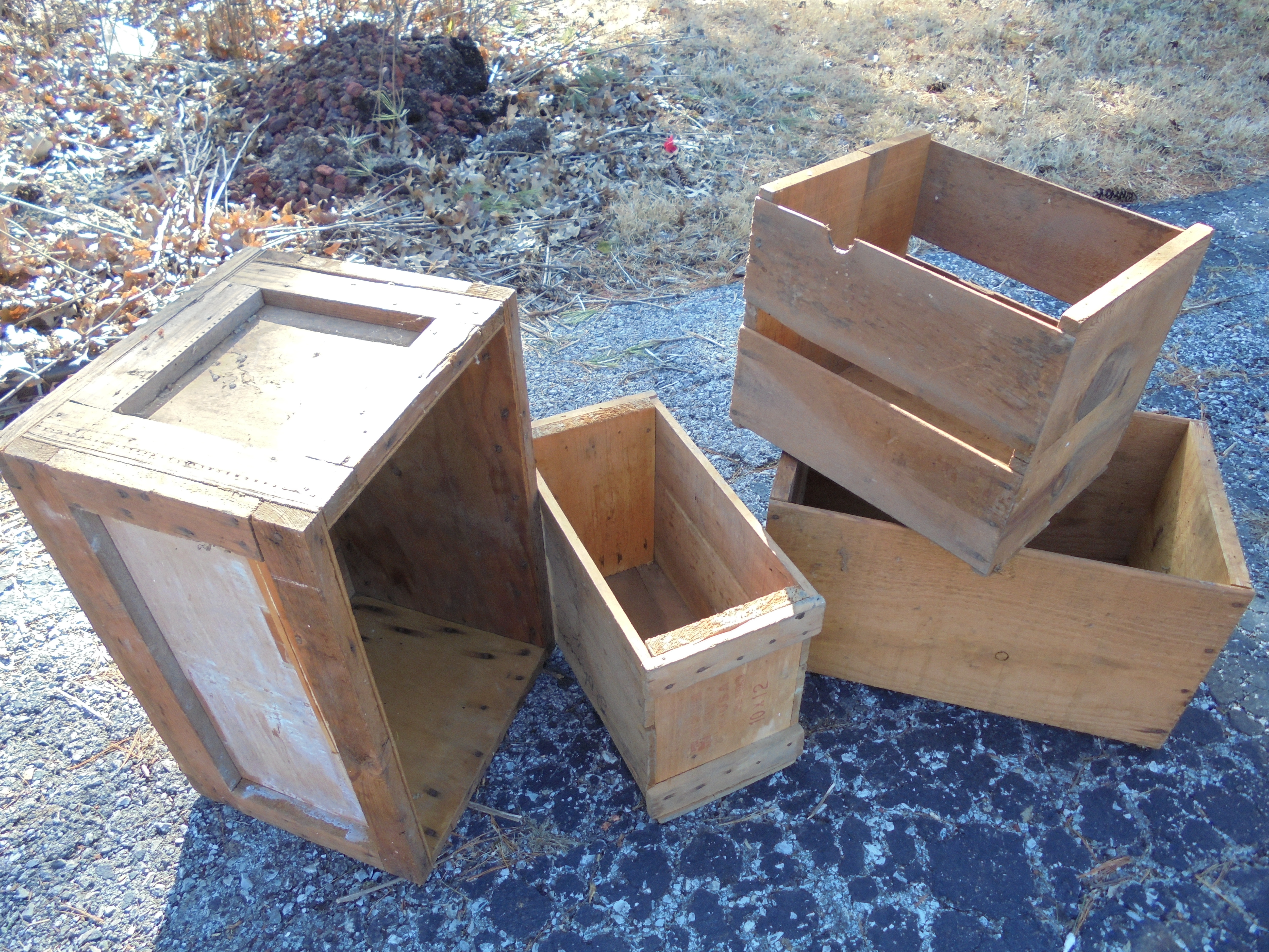 lot 168 image: OLD WOODEN BOXES  CRATES