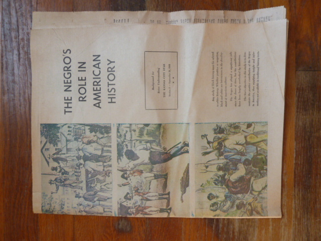 lot 821 image: 1969 NEWSPAPER  - THE NEGROES ROLE IN AMERICAN HISTORY