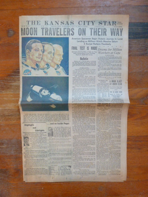 lot 197 image: MOON TRAVELERS ON THEIR WAY -1969 APOLLO 11 NEWSPAPER