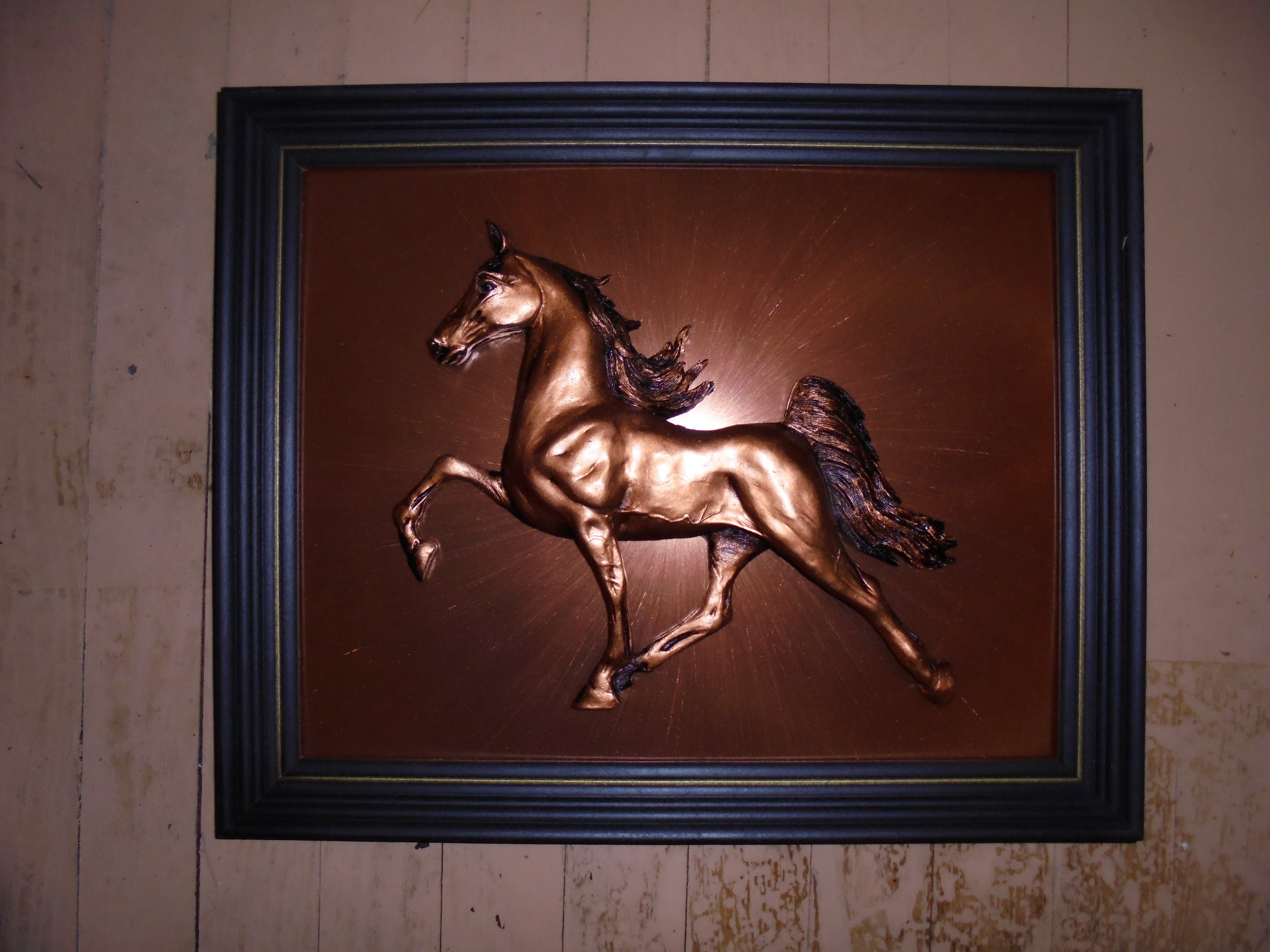 lot 218 image: VERY NICE 3-D Copper looking Horse art